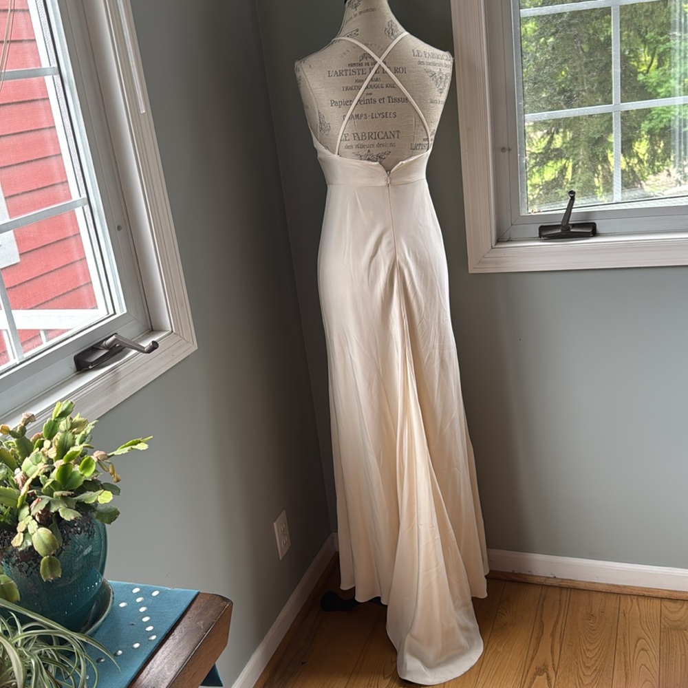 J. Crew ivory silk Madalyn minimalist wedding dress with train NWT 6P - Picture 5 of 12